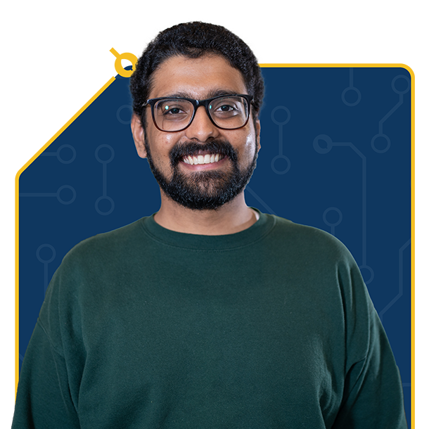 Headshot of a team member on hover